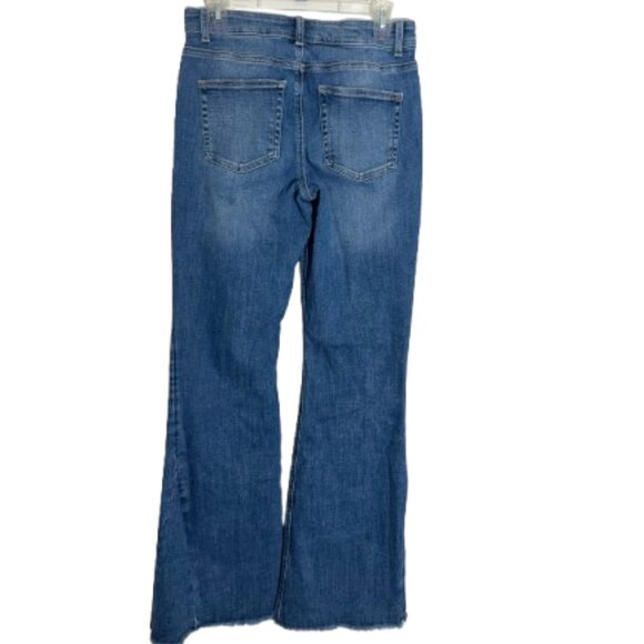 Edgely Bell Bottom Wide Leg Jeans Raw Hem High Rise Flare Size 8 Long - Picture 2 of 8